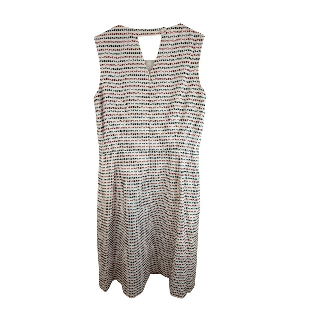 Preppy Mod Brooks Brothers White Red Blue Tweed Sleeveless Shift Dress Size 0 - Picture 7 of 11
